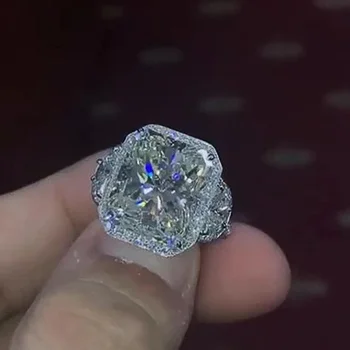 Huitan модерен дизайн сватбен пръстен за жени луксозен брилянтен CZ сребърен цвят предложение годежни пръстени пръст подарък тенденция бижута