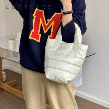 LEFTSIDE Обикновена PU кожена подплатена чанта за рамо за жени 2023 Зимна корейска мода Y2K дизайнер мека пазарска чанта Тенденции Чанти