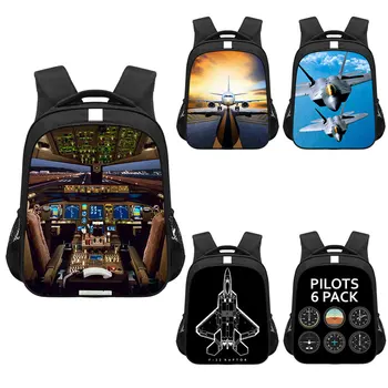 Pilots 6 Pack Flight Simulator Backpack Fighter Plane Rucksack Children School Bags for Teenager Laptop Backpack Travel Book Bag