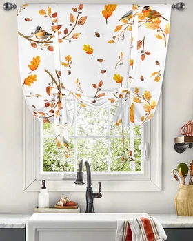 Есенни листа врабче синигер папийонка завеси за хол спалня модерен вратовръзка прозорец завеса кухня къси завеси
