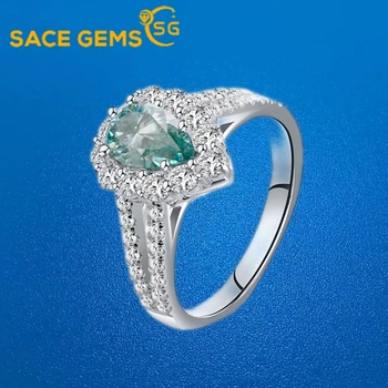 SACE GEMS 1ct D цвят Moissanite пръстен за жена сватбени бижута с GRA 925 стерлинги Sliver покритие 18k бяло злато сватбена лента
