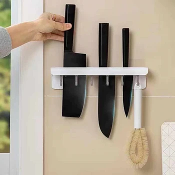 Стенен кухненски шкаф за държач за ножове Рафт за съхранение с 6 куки Организатор на прибори за хранене Домакински аксесоари