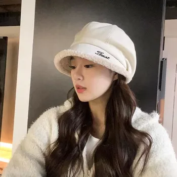 Зимни жени голф шапка плюшени и удебелени студоустойчиви случайни агнешка вълна шапка корейски отзиви много голф зимни голф шапка жени