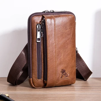 Мъжка многофункционална чанта с голям капацитет с едно рамо, ретро ежедневна чанта за мобилен телефон, многофункционален колан, мобил
