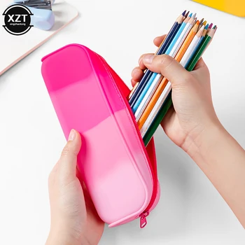 Нов творчески градиентен цветен молив Kawaii голям капацитет силиконова писалка чанта студент канцеларски чанта чанта съхранение чанта училище снабдяване