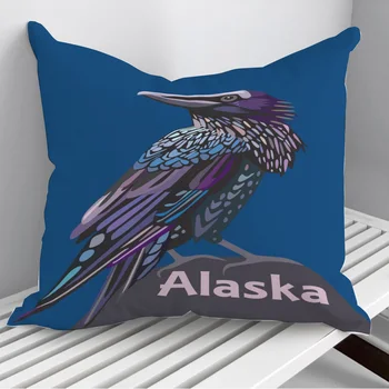 Аляска гарван цветни птици хвърлят възглавници възглавница покритие на диван дома декор 45 * 45 см 40 * 40 см подарък калъфка Cojines дропшипинг