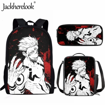 Jackherelook Тийнейджъри Момчета Ученическа чанта Ново аниме Jujutsu Kaisen Gojo Satoru Design Book Bags 3бр / комплект Средна ученическа раница