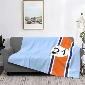- Астер ивици Най-високо качество удобно легло диван меко одеяло състезателни светло синьо оранжево синьо и оранжево 21 състезания