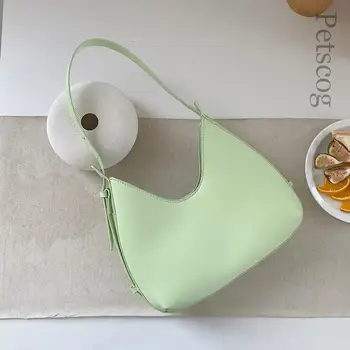 Дизайнерски луксозни дамски чанти 2022 плътен цвят полумесец рамо чанта мода случайни дами подмишници чанти
