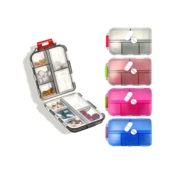  джобен аптечен контейнер, джобен дозатор за хапчета, подходящ за съхранение на лекарства за витамини с рибено масло и др. (4Pcs)