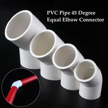  5 ~ 50pcs размер 20 ~ 50 мм PVC водопроводна тръба 45 ° равен лакът конектор фитинги напоителна система поливане бели части