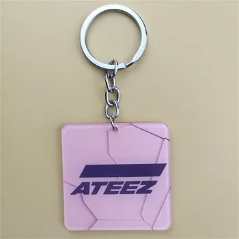 Kpop ATEEZ лого площад виси етикет с пляскане дизайн акрилни ключодържател висулка Hongjoong Seonghwa Yunho фен подарък колекция