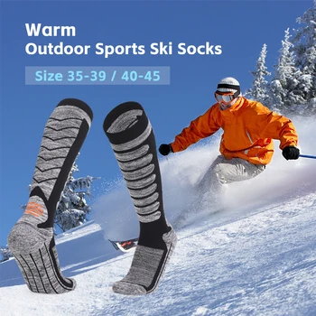 Ски чорапи Зимна топла висока тръба Удебелена Открит спорт Къмпинг Туризъм Риболов Колоездене Сноуборд Дълги чорапи за жени Мъже