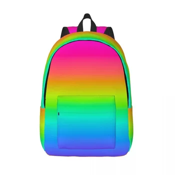 Neon Rainbow Ombre Жена Малки раници Момчета момичета Bookbag Мода рамо чанта преносимост пътуване раница деца училище чанта