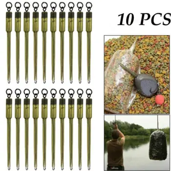 10Pcs риболовни консумативи PVA гнездо части за шарански риболов бърза промяна твърда чанта полупрозрачни зелени стъбла чанта