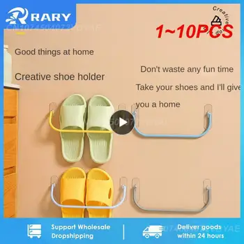 1 ~ 10PCS Прости пластмасови обувки стелажи за съхранение Монтирани на стена водоустойчив багажник чехли Маратонки Организатор Спалня Аксесоари за баня
