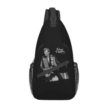 Cool Johnny Hallyday прашка чанта за колоездене къмпинг мъже френски певец рок музика crossbody гърдите раница рамо daypack