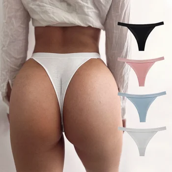 Нов многоцветен основен памук секси V панталони дамски удобни дишащи полуобвити бикини бельо жени