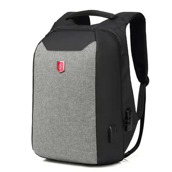 Anti Theft Swiss Business Backpack Мъже Външно зареждане USB функция лаптоп раници Oxford водоустойчив пътни чанти кодирани заключване