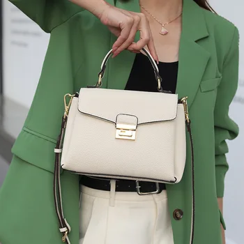 Дамска чанта за рамо Чанта от естествена кожа High Sense Crossbody чанта лека луксозна телешка чанта за жени дами женски 2023 Ново