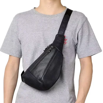 Fashion Chest чанта за но естествена кожа раменете s мъжки високо качество Crossbody единичен пратеник