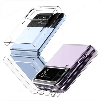 За Samsung Z Flip 5 4 3 5G Ясен калъф за телефон Прозрачен твърд PC Anti-knock капак за Samsung Z Flip5 Flip4 Flip3 Bumper Fundas