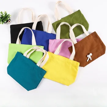 New плътен цвят платно чанта за момичета студенти, носещи платно пазарска чанта Fashion изкуство отворена чанта