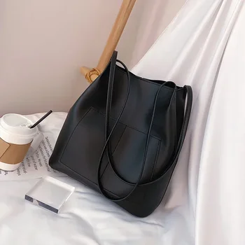 PU кожена рамо купувач дамски чанти за жени луксозни дизайнерски чанти дами корейски голям капацитет мода женски голяма пазарска чанта