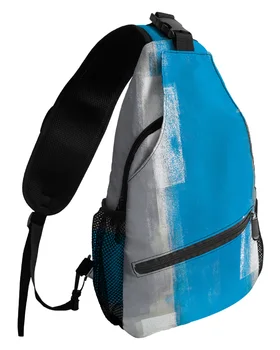 Синьо сиво абстрактно изкуство гърдите чанти за жени мъже водоустойчив пратеник чанти женски пътуване спорт едно рамо crossbody чанта