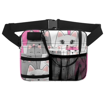 Kawaii сладък розов котка модел операционна зала чанта медицински инструменти кръста чанта мулти джобове ципове меки съхранение crossbody чанта DIY