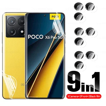 9in1 За Xiaomi Poco X6 Pro 5G камера обектив преден заден хидрогел филм на Poxo Little X6Pro X 6 X6 X6 Pro 5g 2024 екран протектор