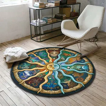 Знаците на зодиака Слънцето Таро карта кръгла килим мода Начало декор килим баня кухня нехлъзгащи килими за хол