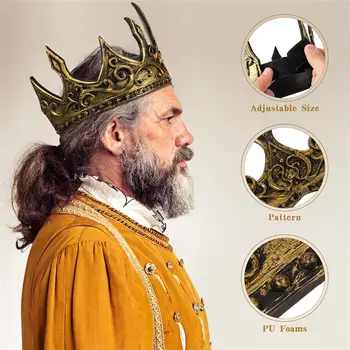 1pc Крал Корона Хелоуин Абитуриентски бал Крал Корона Мъже Косплей изпълнение Прическа (случаен модел) #j