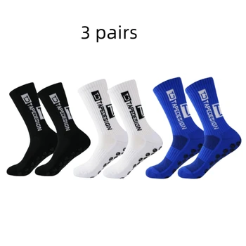 3 чифта нови антихлъзгащи футболни чорапи за мъжки спортни чорапи на открито 39-45