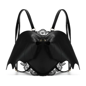 Мини дамски раници 2023 Тенденция дантела женска чанта малки Хелоуин чанти черен прилеп крила раница за момичета мода раница