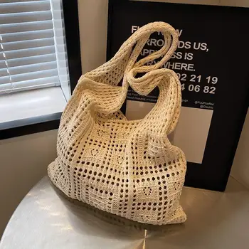 Дамска чанта за рамо Дамски чанти Проектирани 2024 чанти за жени Чанти за жени Странична чанта Голяма чанта Плажна чанта Плетене на една кука чанта Голяма пазарска чанта