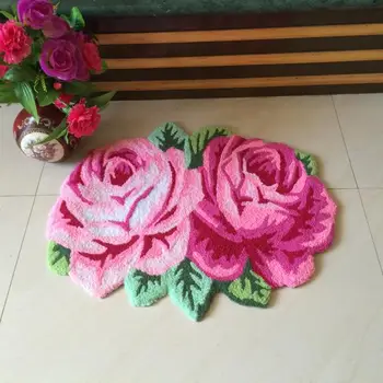 3D розов розов килим за баня килим хол килим кухня цвете килим въведете постелки за баня етаж мат коридор против хлъзгане