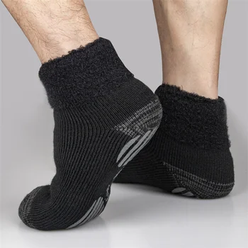 Мъжки термични чорапи зимни удобни нехлъзгащи крака отопляеми топли сгъстяват дома спи меки против хлъзгане етаж дълги чорапи мъжки подаръци