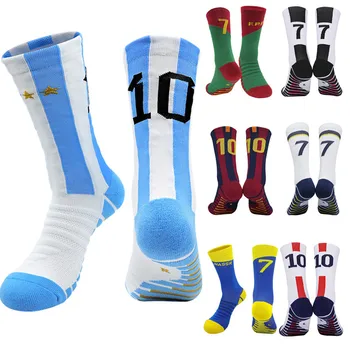 Брой Синьо 10# Жълто 7# Детски футболни чорапи Мъжки футболни спортни къси чорапи Външно бягане Бързосъхнеща дишаща нехлъзгаща