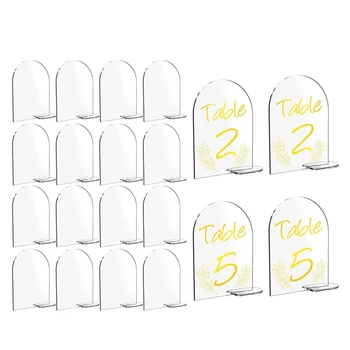 20 опаковки празни акрилни номера знаци със стойка 6X4 инчов DIY арка акрилна стойка знаци сватбено тържество знак