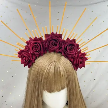 Лолита стил корона лента за глава цвете ореол форма Хелоуин костюм шапки косплей коса обръч PhotoProps аксесоари