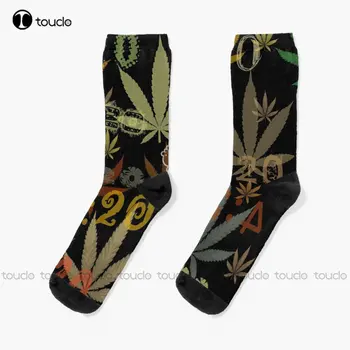 Марихуана канабис трева 420 4:20 Навсякъде по света чорапи Unning чорапи жени персонализирани потребителски унисекс възрастни тийнейджър младежки чорапи