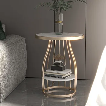 Просто модерно нощно шкафче до луксозния диван Nordic кръгла малка маса за всекидневна диван малка маса за чай двойна ъглова маса