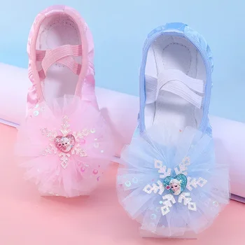 Танцови обувки за деца жени мека подметка синя розова танцова обувка за момичета принцеса бебе детска принцеса балерина обувки