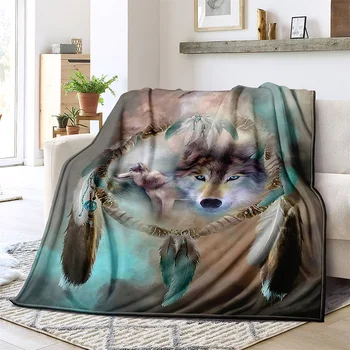 Dire Wolf микрофибър одеяло супер меки хвърлят одеяла за легло диван покривка декоративни къмпинг пикник зимата топло одеяло