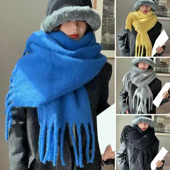 Топъл шал уютен зимен шал удебелен ветроупорен стилен врат за жени уютен шал