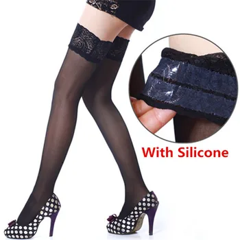 6 цвята секси дантелени чорапи за жени дами остават до бедрото високо силиконови найлонови чорапи женски еротични бельо чорапогащник