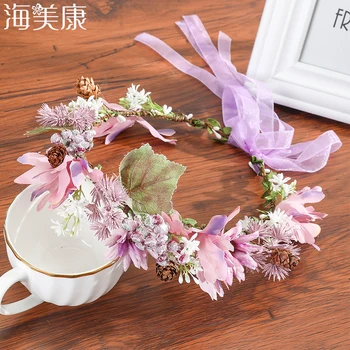 Haimeikang фея флорални венец ленти за глава за момичета цвете лента за глава булка шаферка сватба аксесоари за коса Новопристигнали