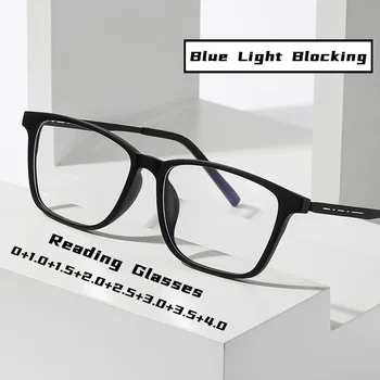 Мъже жени реколта ултралеки очила за четене нови модерни анти-син лъч рецепта очила ретро TR90 рамка далечно виждане пресбиопия