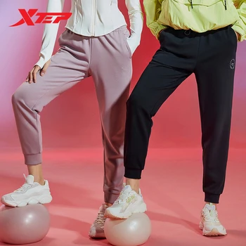 Xtep панталони жени висока талия причинно-следствена удобни тънък монтаж панталони тичане йога спортни женски плетени дъна 877328630134